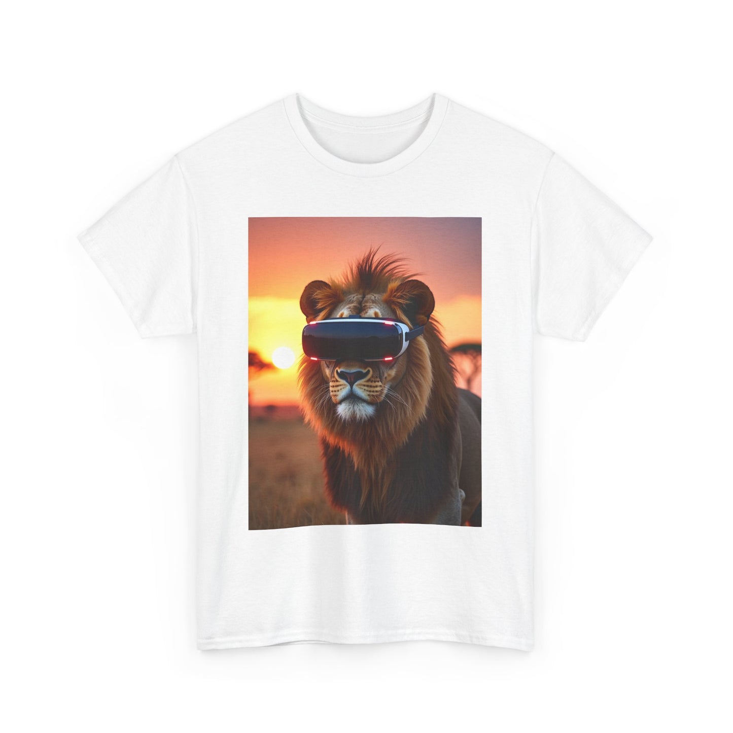 Retro-Vibe Lion Graphic Tee - Unisex Heavy Cotton T-Shirt