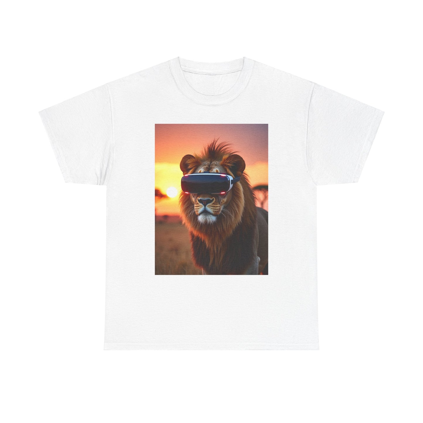 Retro-Vibe Lion Graphic Tee - Unisex Heavy Cotton T-Shirt