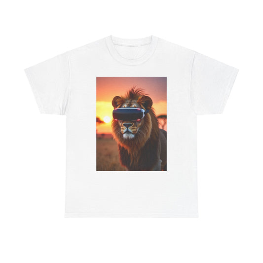 Retro-Vibe Lion Graphic Tee - Unisex Heavy Cotton T-Shirt